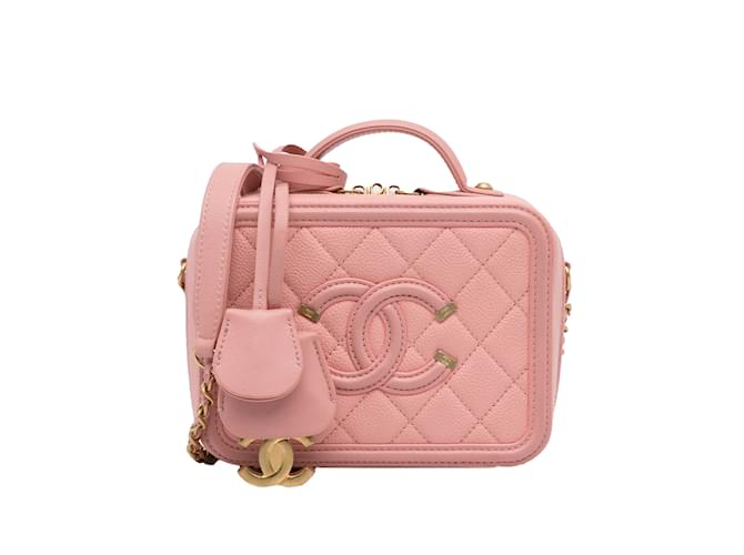 Pink Chanel Small Caviar CC Filigree Vanity Bag Satchel Leather  ref.1136190