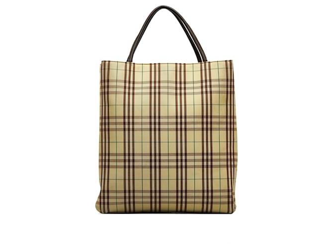 Brown Burberry House Check Tote Leather  ref.1136191