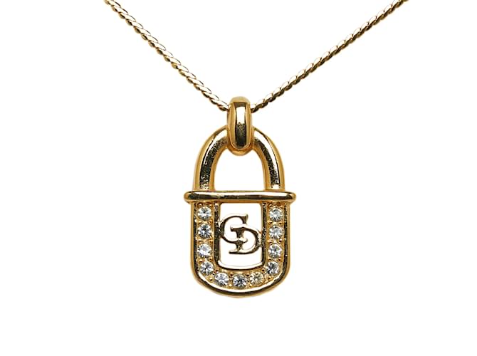 Gold Dior Lock Pendant Necklace Golden Yellow gold  ref.1136351