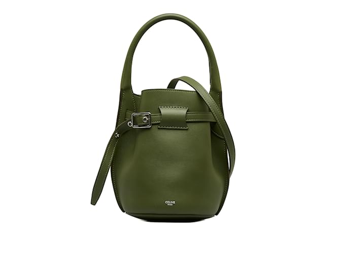 Big Bag Céline Bolsa Verde Celine Nano Big Bucket Bag Couro  ref.1136355