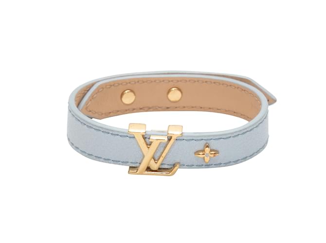Light Blue Louis Vuitton Leather Logo Bracelet  ref.1136369