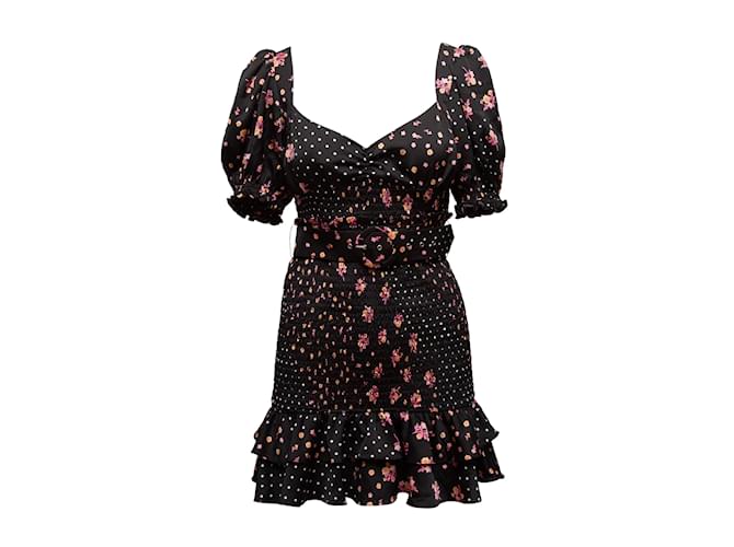 Autre Marque Black & Multicolor For Love & Lemons Floral Print Dress Size M Synthetic  ref.1136381