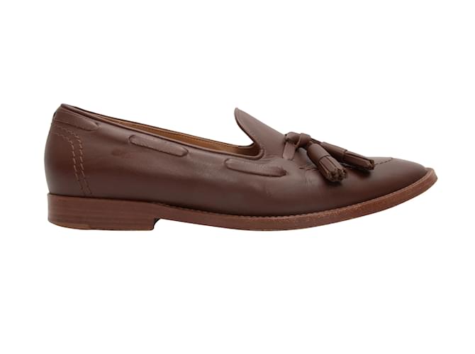 Brown Mansur Gavriel Leather Tassel Loafers Size 37  ref.1136385