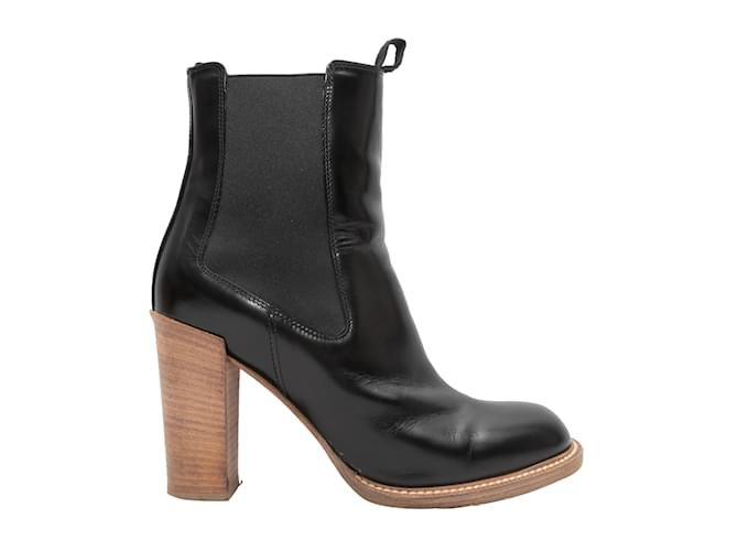 Céline Black Celine Leather Ankle Boots Size 39.5  ref.1136405