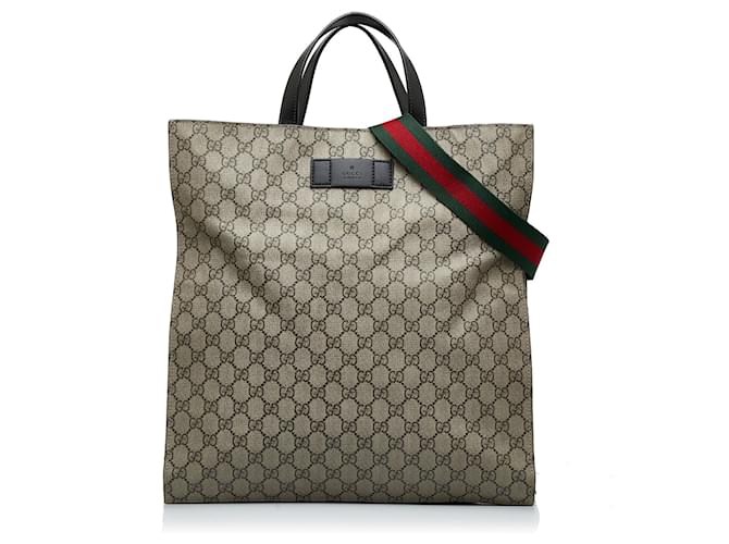 Bolso tote suave convertible Gucci GG Supreme gris Cuero  ref.1136412