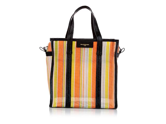Petit sac à main en maille Balenciaga Bazar Shopper orange Cuir  ref.1136525