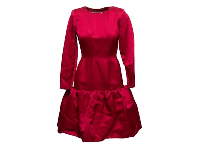 Red Oscar de la Renta Long Sleeve Drop Waist Dress Size US 4 Synthetic  ref.1136563