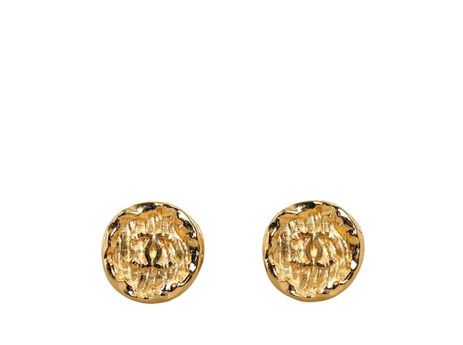 Gold Chanel CC Clip-on Earrings Golden Metal  ref.1136566