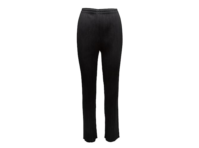Autre Marque Black Pleats Please Issey Miyake Plisse Straight-Leg Pants Size US 5 Synthetic  ref.1136574