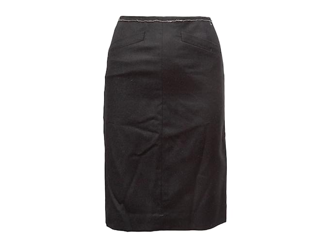 Vintage Black Chanel Fall 2000 Wool & Cashmere-Blend Skirt Size EU 44  ref.1136584