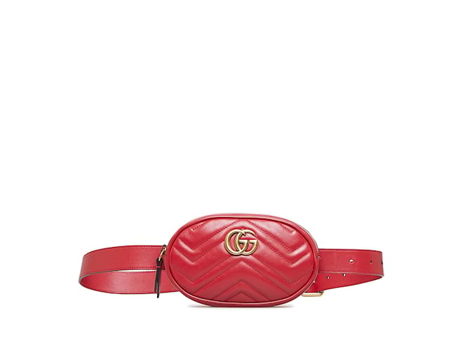Red Gucci GG Marmont Matelasse Belt Bag Leather  ref.1136626