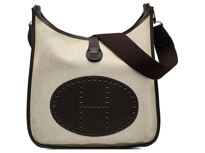 Hermès Brown Hermes Toile Evelyne II GM Crossbody Bag Leather  ref.1136682
