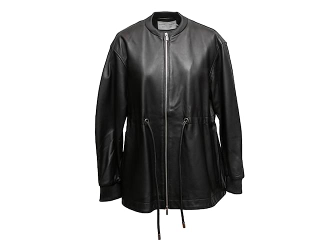 Chaqueta de cuero con cordón Proenza Schouler negra Talla US M Negro  ref.1136704