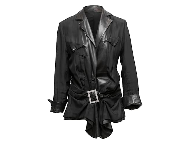 Veste noire Christian Dior garnie de cuir Taille US S/M  ref.1136709