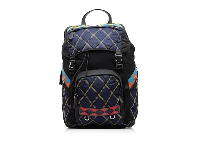 Blue Prada Tessuto Impuntu Backpack Cloth ref.1136742 Joli Closet