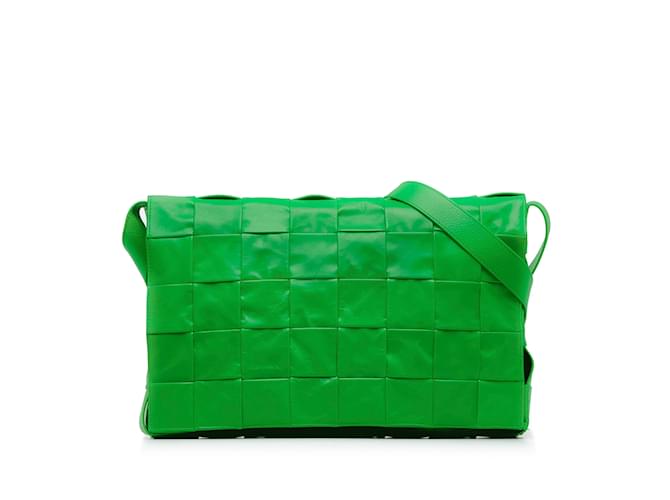 Green Bottega Veneta Maxi Intrecciato Cassette Crossbody Bag Leather  ref.1136765