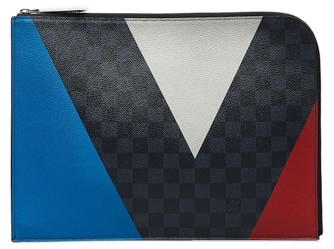 Blue Louis Vuitton Damier Cobalt Americas Cup Pochette Jour GM Clutch Bag Cloth  ref.1136807