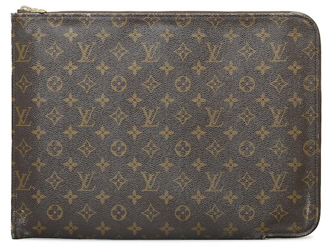 Braunes Louis Vuitton-Monogramm-Poche-Dokumenten-Portfolio 30 Unterarmtasche Leinwand  ref.1136819