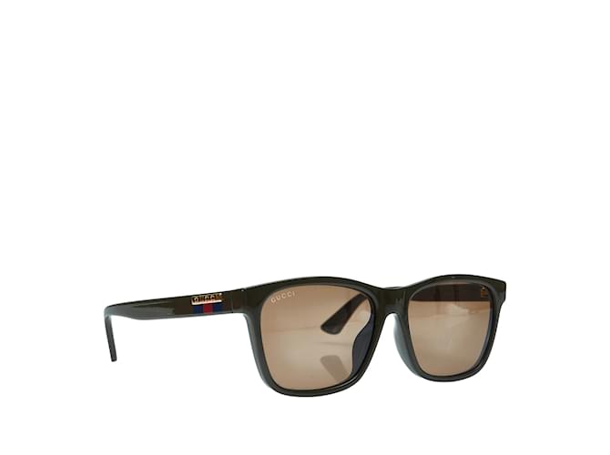 Gafas de sol cuadradas tintadas con detalle de tribanda marrón de Gucci Castaño  ref.1136859