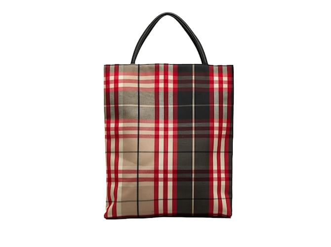 Red Burberry Canvas Tote Leather  ref.1136870
