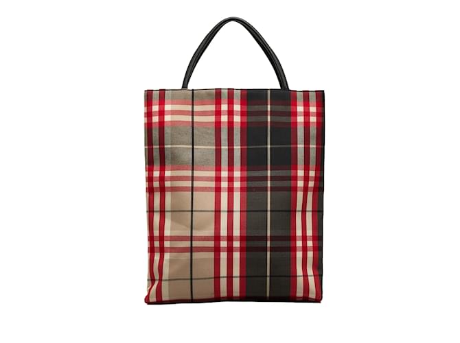 Cabas en toile Burberry rouge Cuir  ref.1136870