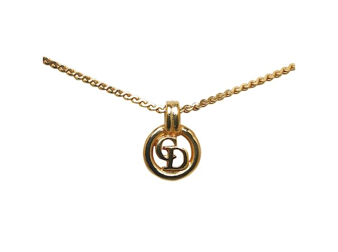 Colar com pingente de logotipo Dior em ouro Dourado Metal  ref.1136874