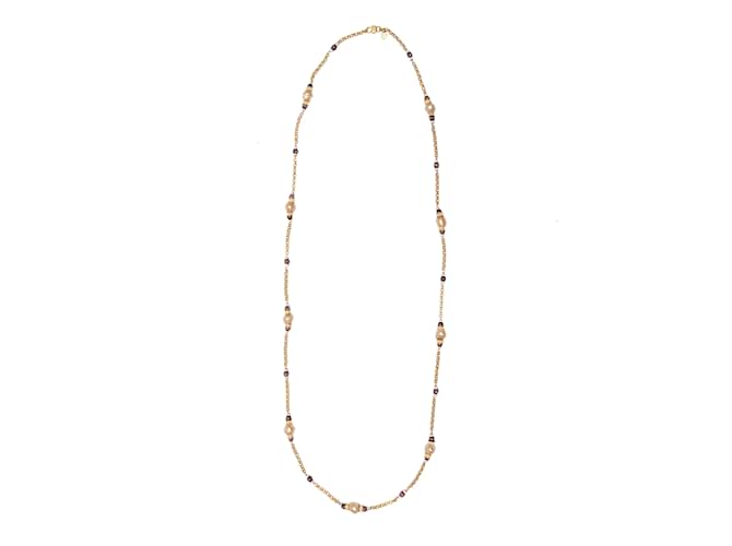 Céline Vintage Gold-Tone Celine Chain-Link Long Necklace Golden Yellow gold  ref.1136909