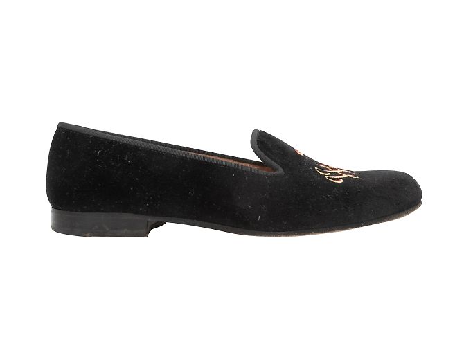 Stubbs & Wootton Mocassini in velluto Stubbs e Wootton neri e multicolori 37.5 Nero