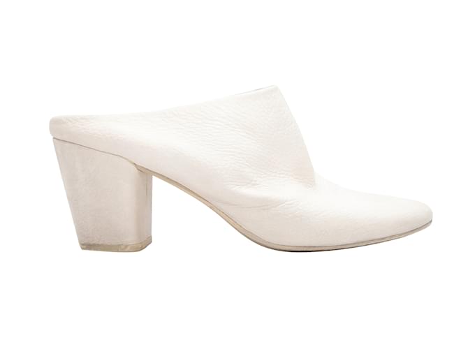 Autre Marque Mules à talons en cuir Marsell blanches Taille 38  ref.1136922