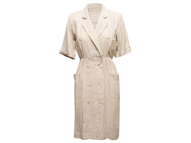 Autre Marque Vintage Beige Yves Saint Laurent Variation 1990s Linen Dress Size EU 36  ref.1136935