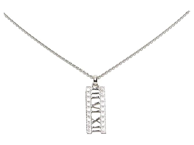 Tiffany & Co Collier pendentif barre Atlas diamants Tiffany en argent Argenté  ref.1136975