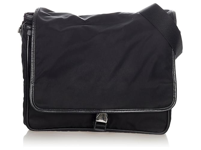 Black Prada Tessuto Crossbody Bag Leather  ref.1136984