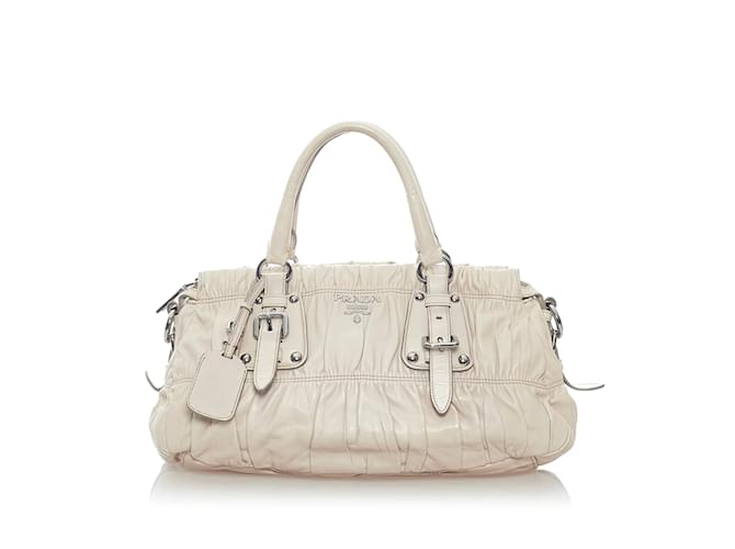 Bolsa Prada Nappa Gaufre Bege Couro  ref.1136995