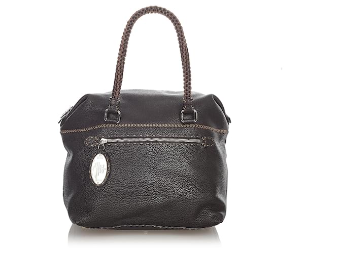 Brown Fendi Selleria Leather Handbag  ref.1136998