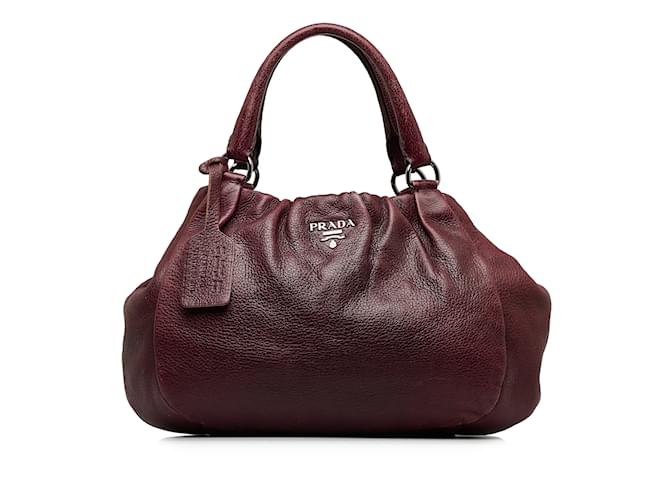 Red Prada Vitello Daino Handbag Leather  ref.1137040