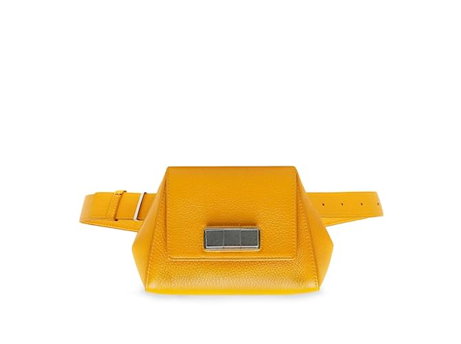 Bolsa de cinto geométrica amarela Bottega Veneta Amarelo Couro  ref.1137068