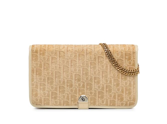 Beige Dior Oblique Chain Shoulder Bag Cloth  ref.1137131