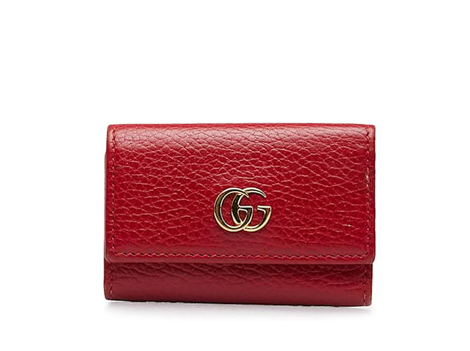 Porta-chaves de couro vermelho Gucci GG Marmont  ref.1137158