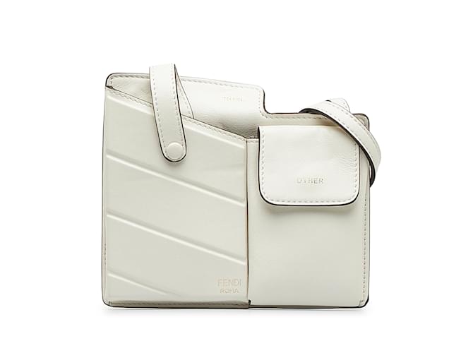 White Fendi Bustine Mini Century Crossbody Bag Leather  ref.1137239