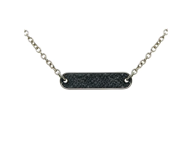 Silberne Louis Vuitton-Monogramm-Eclipse-Anhänger-Halskette Leinwand  ref.1137266