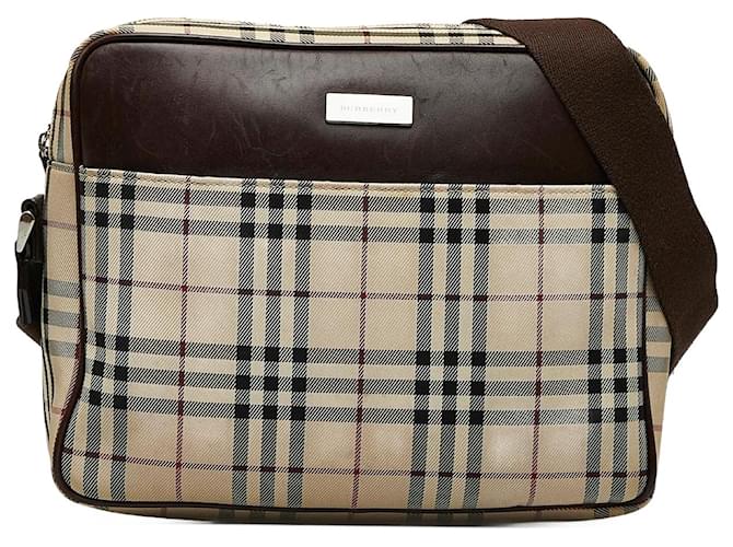 Brown Burberry House Check Crossbody Bag Leather  ref.1137267