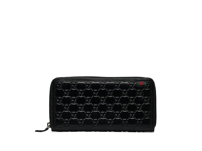 Black Gucci Guccissima Zip Around Long Wallet Leather  ref.1137279