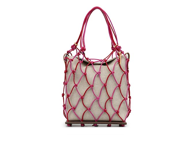 Pink Jacquemus Le Petit Filet Pralu Bucket Bag Leather  ref.1137364