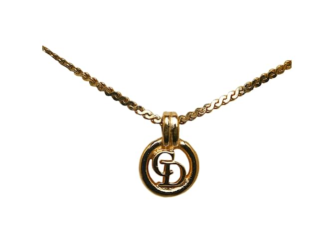 Gold Dior Gold-Tone Pendant Necklace Golden Yellow gold  ref.1137368