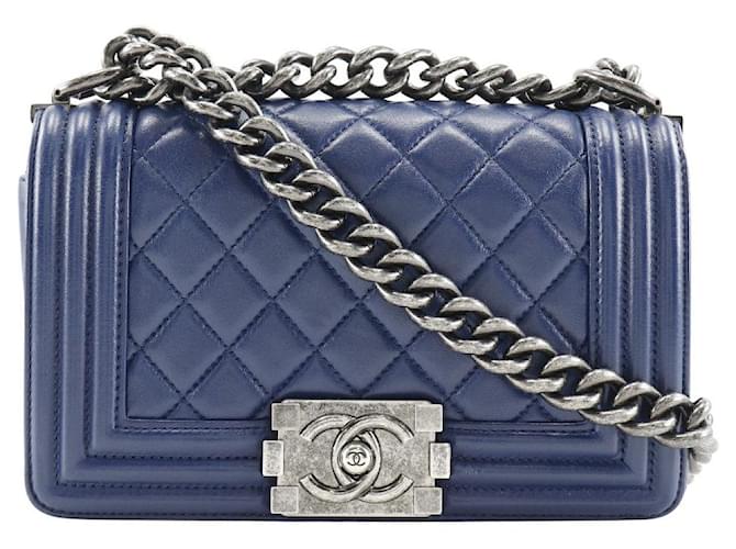 Chanel Boy Blue Leather  ref.1137576