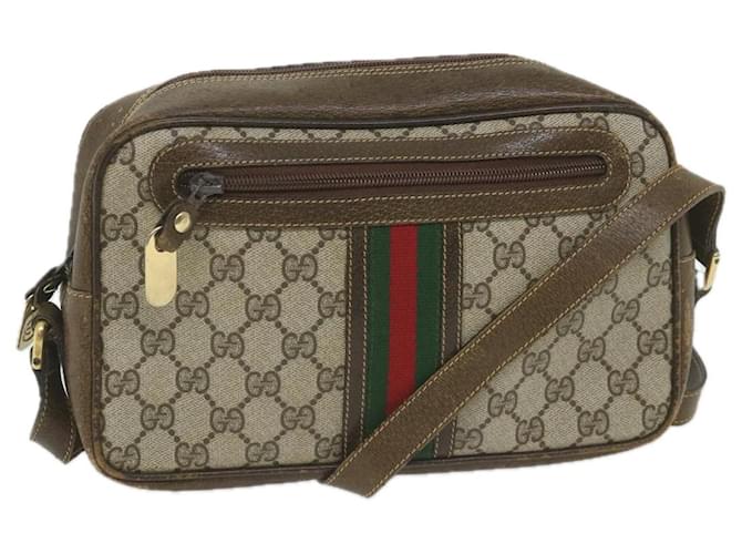 GUCCI GG Supreme Web Sherry Line Shoulder Bag Red Beige Green Auth ep2271  ref.1137692
