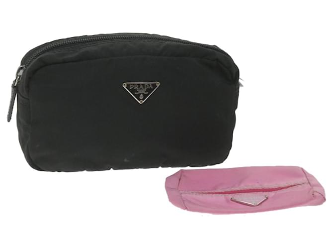 Prada pouch nylon 2Set Black Pink Auth ac2474  ref.1137696