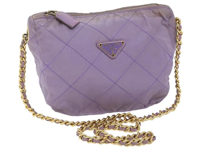 PRADA Chain Shoulder Bag Nylon Purple Auth bs9970  ref.1137715