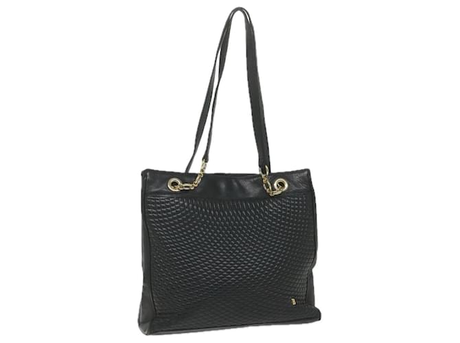 BALLY Matelasse Shoulder Bag Leather Black Auth ki3695  ref.1137725