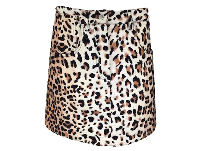 Autre Marque Louis Vuitton Bronceado / Minifalda de algodón con estampado de leopardo negra Camello  ref.1137796